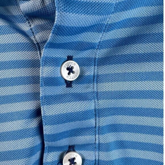STITCH Dri Fit Polo Shirt Blue striped Preppy Golf Casual Soft Shirt Short Sleev - Picture 4 of 8